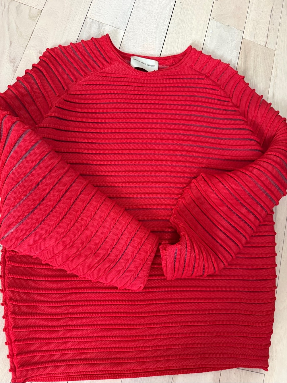 Maison Rabih Red Ribbed Knit Sweater - Unbranded